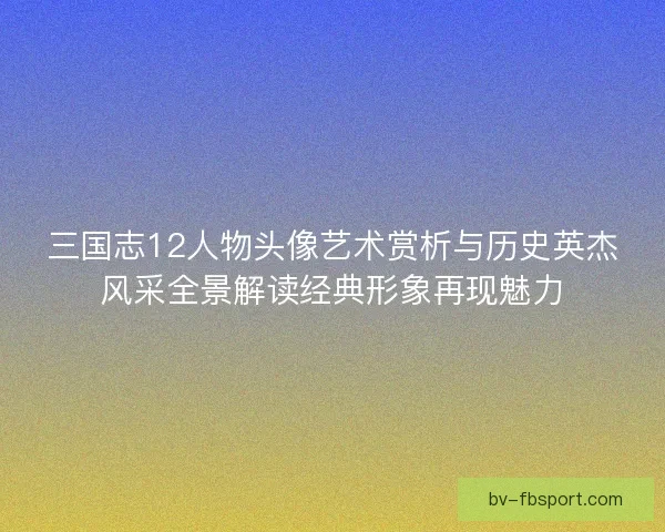 三国志12人物头像艺术赏析与历史英杰风采全景解读经典形象再现魅力